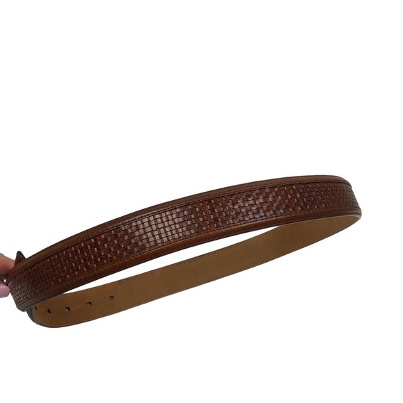 MEZLAN Parma Dama' Woven Leather Belt Brown 40 Men's - Picture 9 of 9